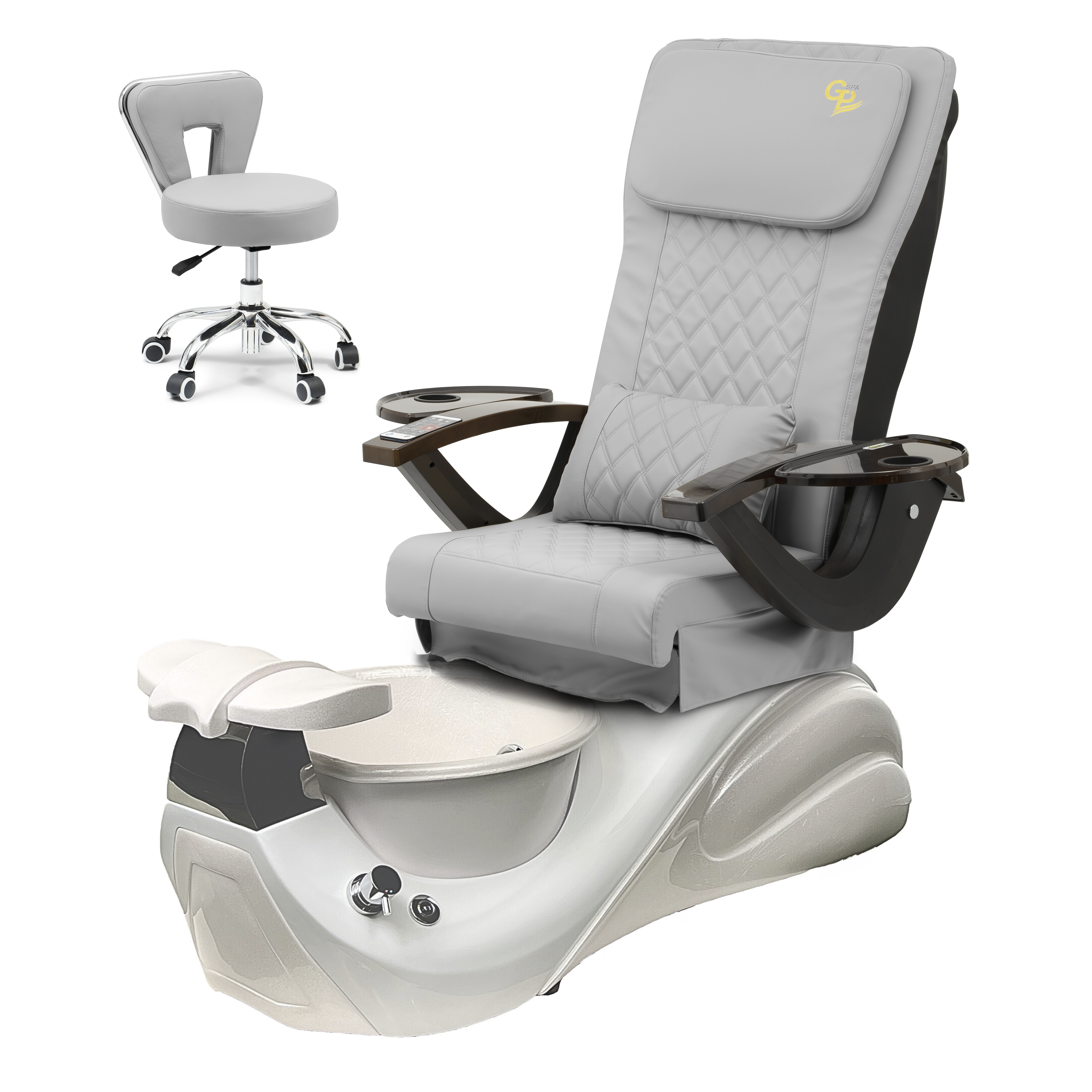 Vespa Pedicure Spa Chair - White Base - Marble Bowl Machiato - C01 Leather