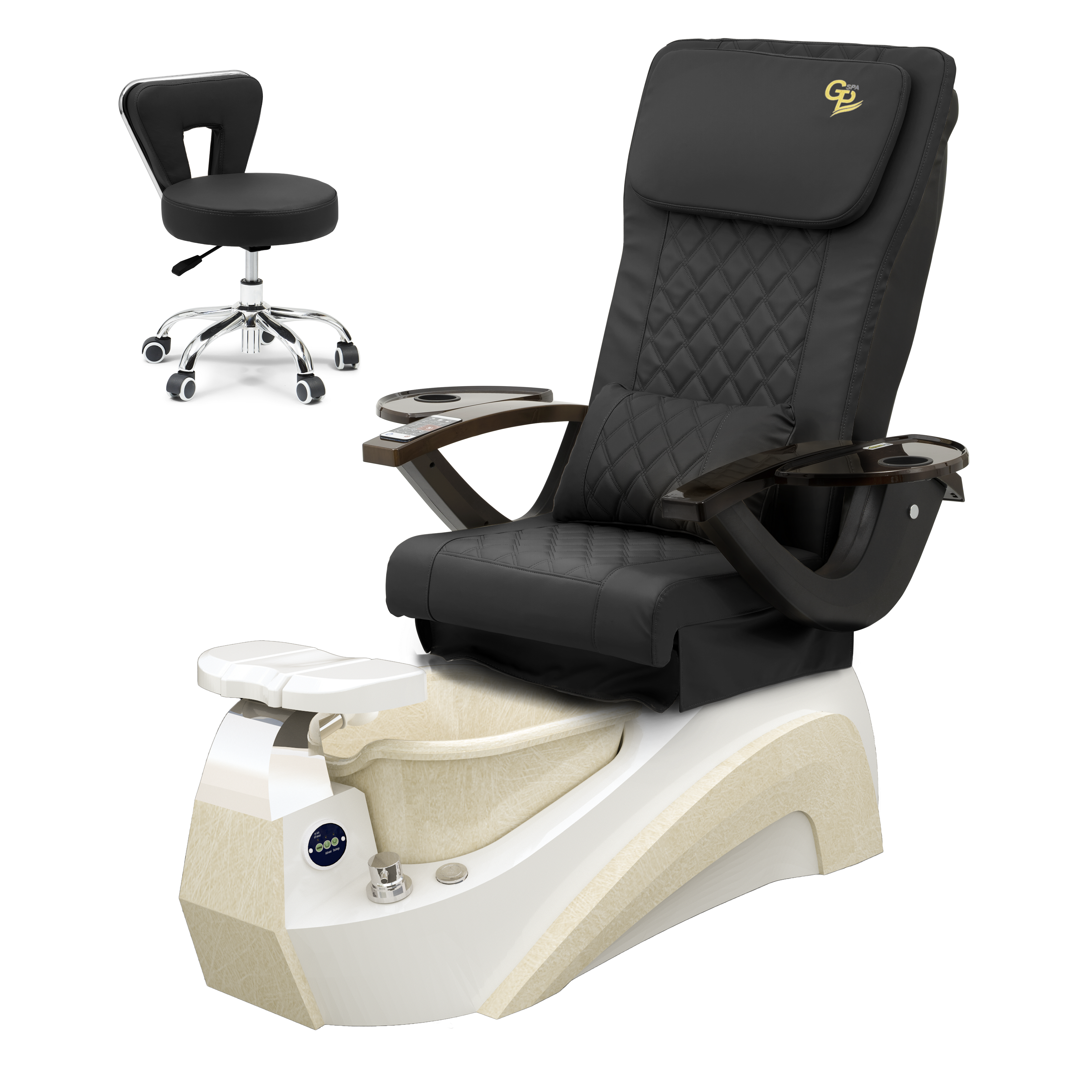 Tarex Pedicure Spa Chair - White Base - Marble Bowl White - C01 Leather